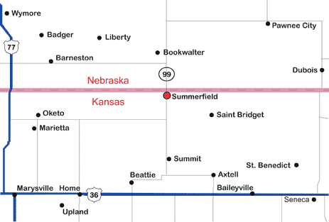 Map of Northeast Kansas and Southeast Nebraska